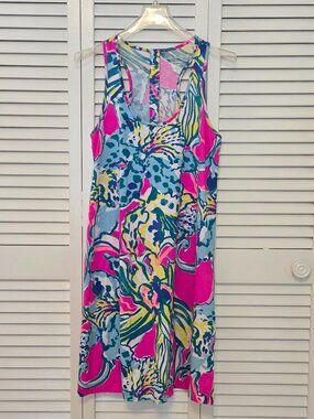 Lilly Pulitzer Melle Women’s Floral Tropical Pink Racerback Tank Dress Size XS